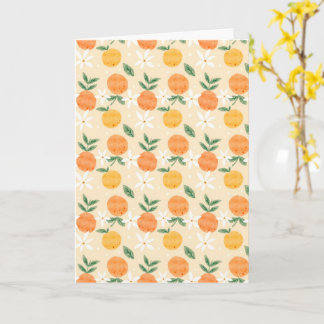 Süßes Wasserfarben-Orangen-Frucht-Nahtloses-Muster Karte