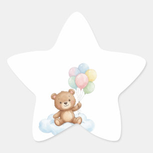 Süßes Wasserfell-Teddybärchen-mit-Luftballons-Baby Stern-Aufkleber