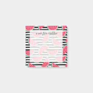 Süßes Wassermelon auf Streifen Schwarz-Weiß-Muster Post-it Klebezettel