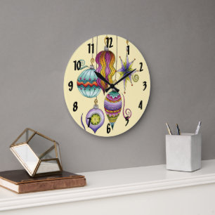 Süßes Weihnachten, Elegante und Fancy Glas-Ornamen Große Wanduhr