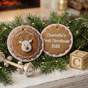Süßes Weihnachten Lebkuchen-Rudolph-Petalie Keramik Ornament