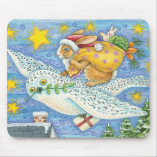 Süßes Weihnachten mit Kaninchen als Weihnachtsmann Mousepad