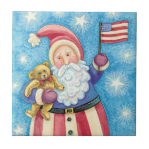 Süßes Weihnachten, patriotischer Weihnachtsmann mi Fliese