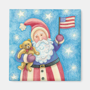 Süßes Weihnachten, patriotischer Weihnachtsmann mi Magnet