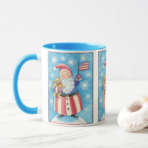 Süßes Weihnachten, patriotischer Weihnachtsmann mi Tasse