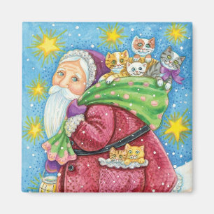 Süßes Weihnachten, Weihnachtsmann mit Kätzchen und Magnet