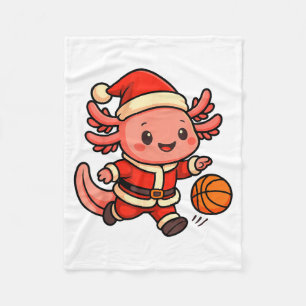 Süßes Weihnachts-Axolotl-Basketballspieler-Design Fleecedecke