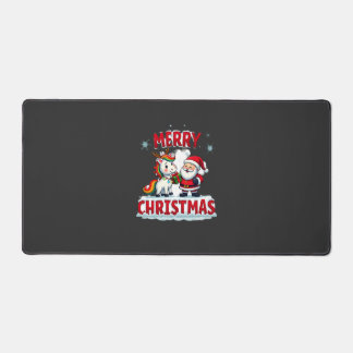 Süßes Weihnachts-Einhorn-Santa auf Einhorn-Weihnac Schreibtischunterlage