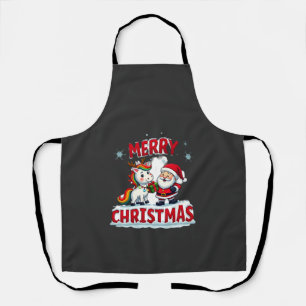 Süßes Weihnachts-Einhorn-Santa auf Einhorn-Weihnac Schürze
