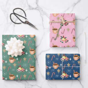 Süßes Weihnachts-Heißer Kakao-Party-Muster Geschenkpapier Set