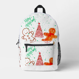 Süßes Weihnachts-Lebkuchenmann- und Baum-Muster. Bedruckter Rucksack