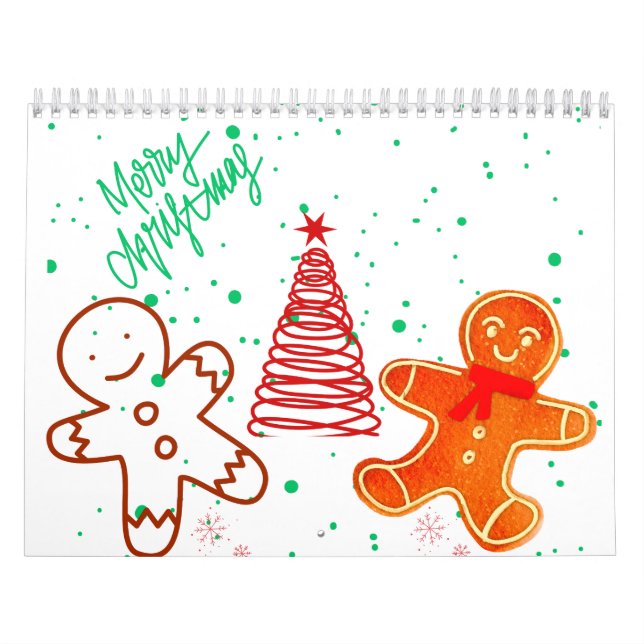 Süßes Weihnachts-Lebkuchenmann- und Baum-Muster.  Kalender (Titelbild)