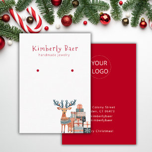 Süßes Weihnachts-Logo Weiß Rot Ohrring-Display Visitenkarte