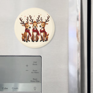 Süßes Weihnachts-Rentier-Trio mit karierten Schals Magnet