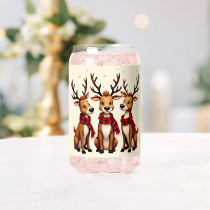 Süßes Weihnachts-Rentier-Trio mit Karoschal Dosenglas
