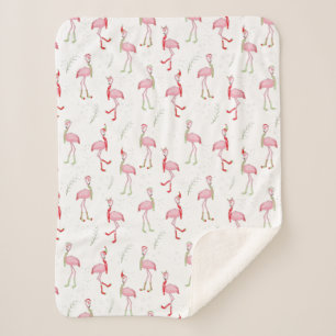 Süßes Weihnachts rosa Flamingo Muster  Sherpadecke