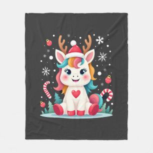 Süßes Weihnachts-Shirt Mädchen Frauen Xmas Einhorn Fleecedecke