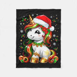 Süßes Weihnachts-Shirt Mädchen Frauen Xmas Einhorn Fleecedecke