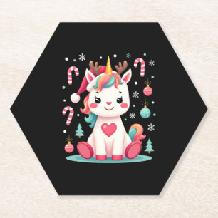 Süßes Weihnachts-Shirt Mädchen Frauen Xmas Einhorn Untersetzer