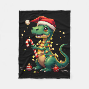 Süßes Weihnachts-T-Rex-Shirt Dinosaurier Lichter u Fleecedecke