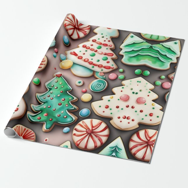 Süßes Weihnachts- und Neujahrskekse Geschenkpapier (Ungerollt)