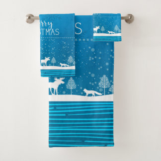 Süßes Weihnachts-Winter-Schneeflocken-Muster Badhandtuch Set