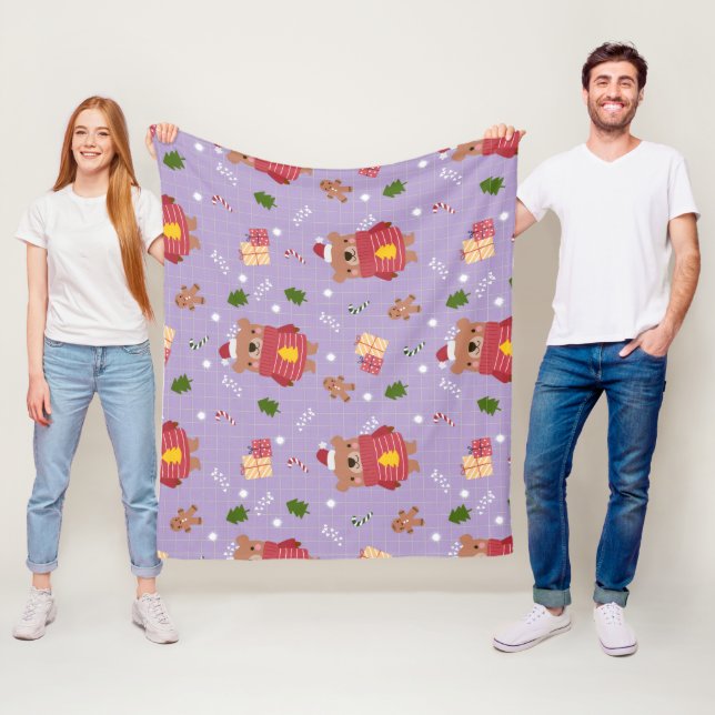 Süßes Weihnachtsbär-Muster | Gemütlicher Winterurl Fleecedecke (Beispiel)