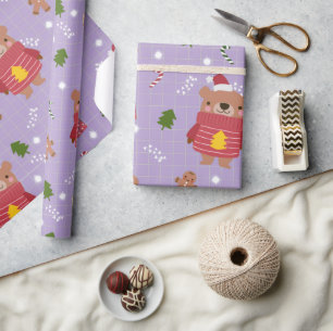 Süßes Weihnachtsbär-Muster Gemütlicher Winterurl Geschenkpapier