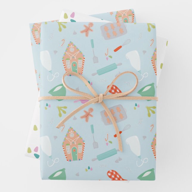 Süßes Weihnachtsgebäck und Lebkuchen Geschenkpapier Set (Beispiel)