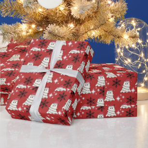 Süßes Weihnachtsgespenst und Zuckerstangenmuster Geschenkpapier