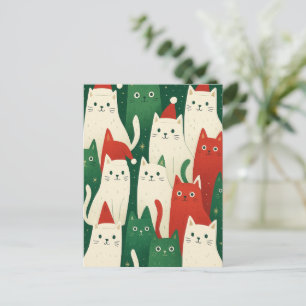 Süßes Weihnachtskatzen-Muster – Festliches Feierta Postkarte