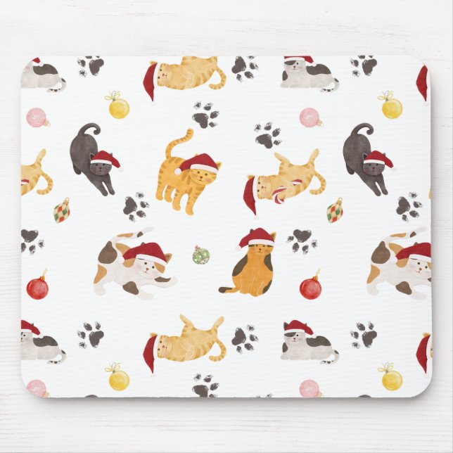Süßes Weihnachtskatzenmuster Mousepad (Vorne)