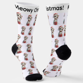 Süßes Weihnachtskitten auf Geschenkbox Socken