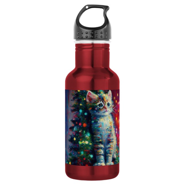 Süßes Weihnachtskitten  Edelstahlflasche (Vorderseite)