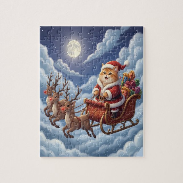 Süßes Weihnachtskitten und Rentiere  (Vertikal)