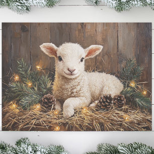 Süßes Weihnachtslamm Rustikale Malerei Decoupage Seidenpapier