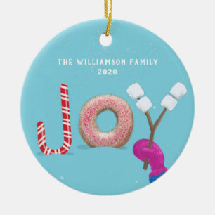 Süßes Weihnachtslied Candy Donut Marshmallow Blu Keramik Ornament