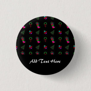 Süßes Weihnachtsmuster auf schwarzem Hintergrund Button