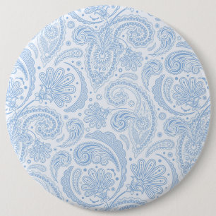Süßes weißes blaues Paisleymuster Button