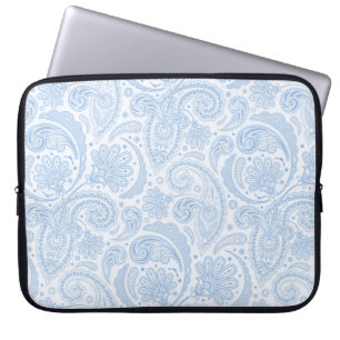 Süßes weißes blaues Paisleymuster Laptopschutzhülle