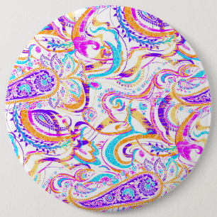 Süßes weißes bunte Paisley-Muster Button