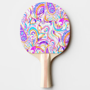 Süßes weißes bunte Paisleymuster Tischtennis Schläger