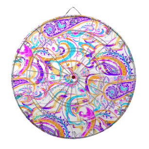 Süßes weißes buntes Paisley-Design Dartscheibe