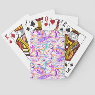 Süßes weißes farbenfrohes Paisley-Design Spielkarten