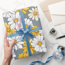 Süßes Weißes Gelbes Gänseblümchen Florales Kunstmu