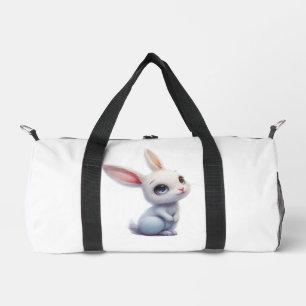 Süßes weißes Kaninchen mit großen blauen Augen Duffle Bag