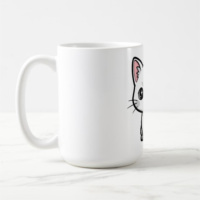 Süßes weißes Kätzchen Kaffeetasse (Links)