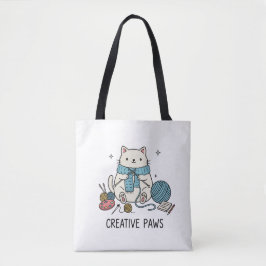 Süßes weißes Katzen-Strick-Hobby-Accessoire-Design Tasche