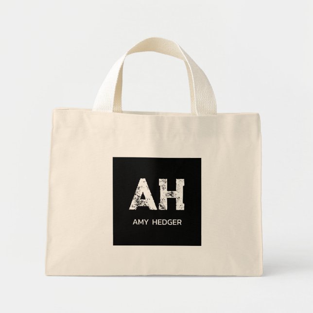 SÜßES WEIßES ZWEIBUCHSTABIGES MONOGRAMM NAME NATÜR MINI STOFFBEUTEL (Vorne)
