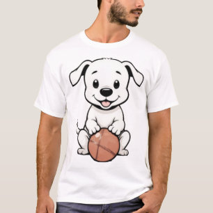 Süßes Welpen-Basketball-Cartoon-T-Shirt T-Shirt